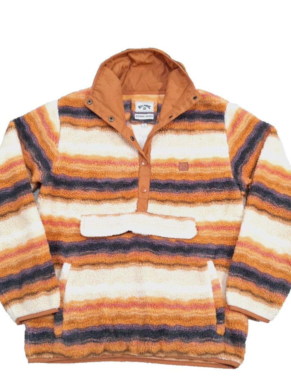 Billabong Switchback Fleece Sweater Womens Sz L Serape Snap Up Mock Neck Pockets